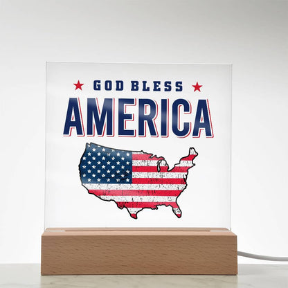 God Bless America Patriotic Acrylic Plaque - Mallard Moon Gift Shop