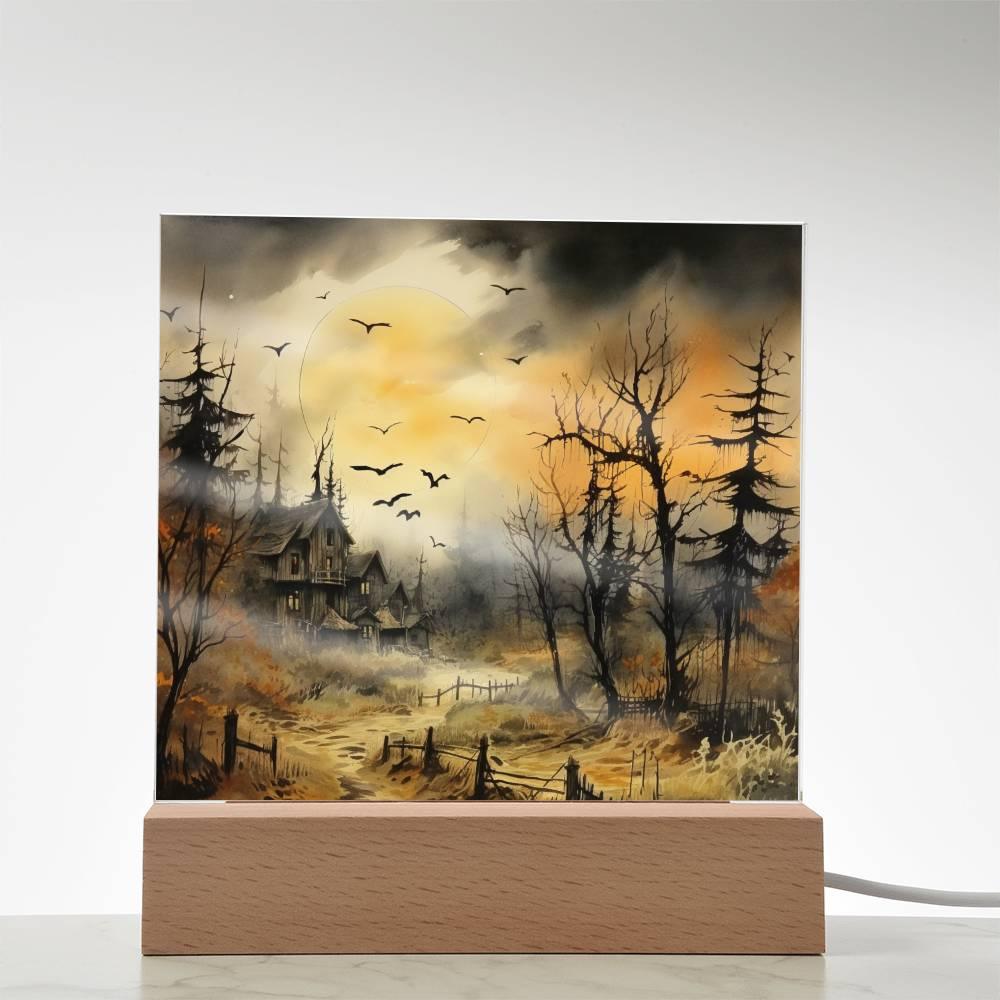 Frightful Forest: Premium Acrylic Halloween Mansion Acrylic Plaque Decor - Mallard Moon Gift Shop