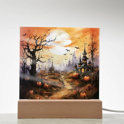 Eerie Mansion Estate: Acrylic Plaque Halloween Decor - Mallard Moon Gift Shop