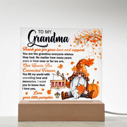 Grandma - Thank You for Your Love And Support Acrylic Square Plaque with LED Wooden Base - Mallard Moon Gift Shop