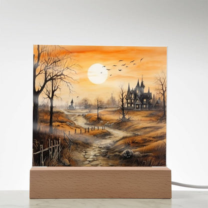 Ghost Manor: Acrylic Halloween Plaque - Mallard Moon Gift Shop