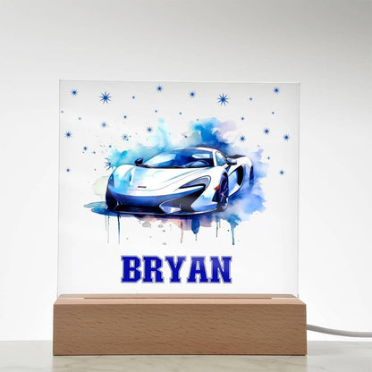 Personalized Sports Car Acrylic Plaque - Nightlight Room Decor - Mallard Moon Gift Shop