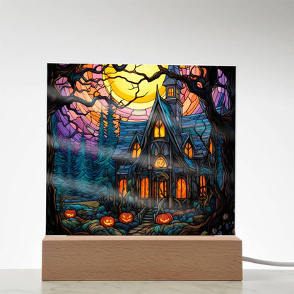 Ghoulish Mansion: Halloween Acrylic Plaque - Mallard Moon Gift Shop