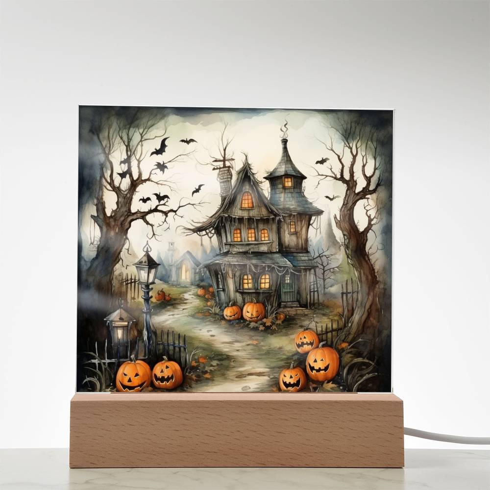 Midnight Manor: Premium Acrylic Halloween Plaque - Mallard Moon Gift Shop