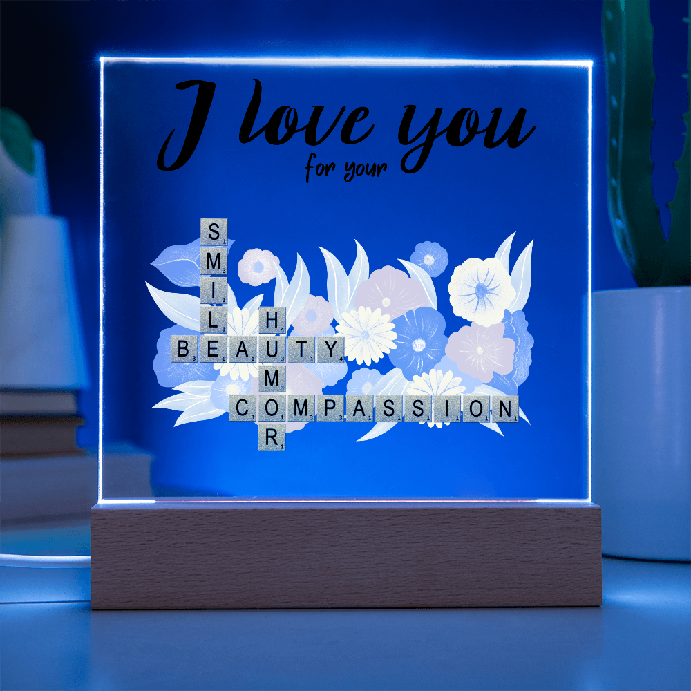 Personalized Crossword Puzzle Acrylic Plaque - Valentine's Day, Anniversary, Birthday Gift for Soulmates - Mallard Moon Gift Shop
