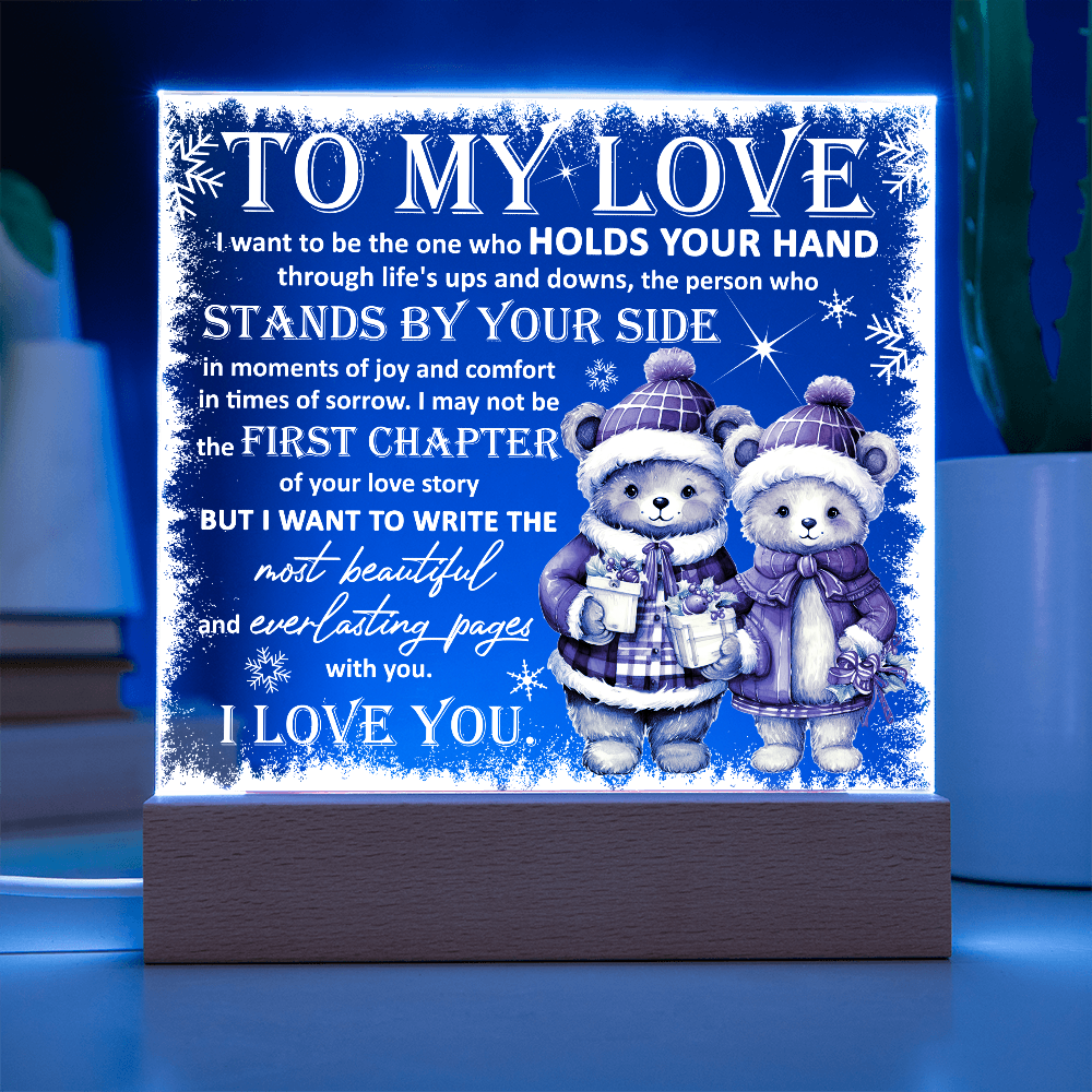 To My Love Acrylic Plaque – Romantic Winter Bears LED Light Gift | Christmas Love Keepsake for Him or Her