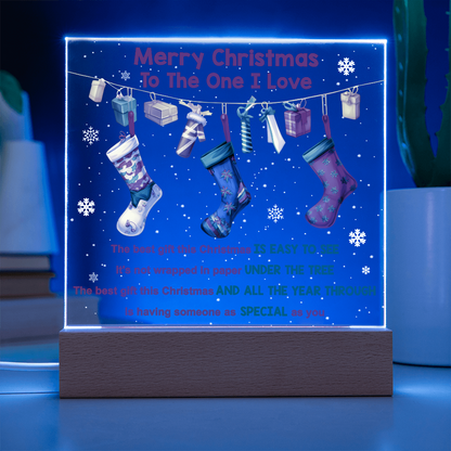 Merry Christmas to the One I Love Acrylic Plaque – Romantic Holiday LED Light Gift | Christmas Stockings Home Décor