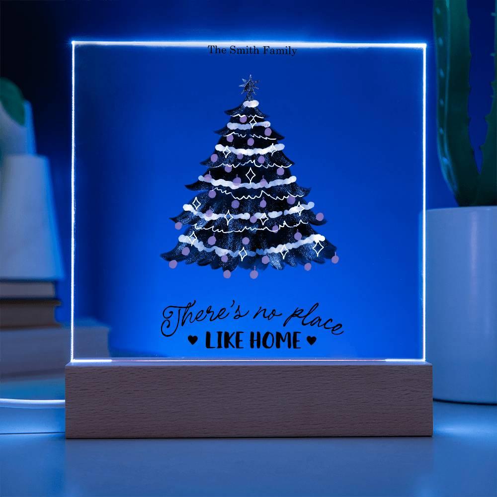 Personalized Christmas Tree Acrylic Plaque with Lighted LED Wooden Base - Mallard Moon Gift Shop
