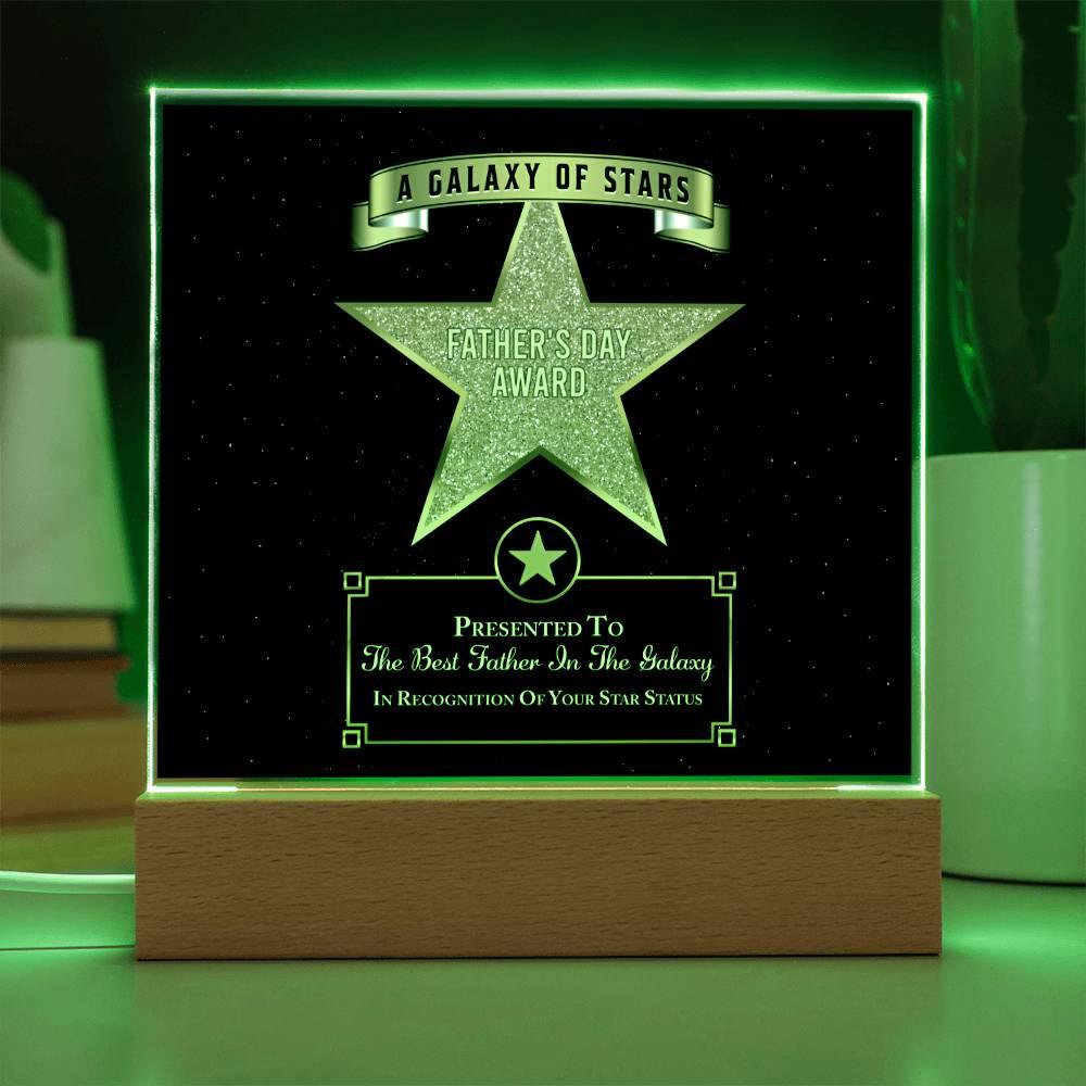 Father's Day Award for Best Father in the Galaxy Acrylic Plaque - Mallard Moon Gift Shop