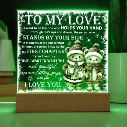 To My Love Acrylic Plaque – Romantic Winter Bears LED Light Gift | Christmas Love Keepsake for Him or Her