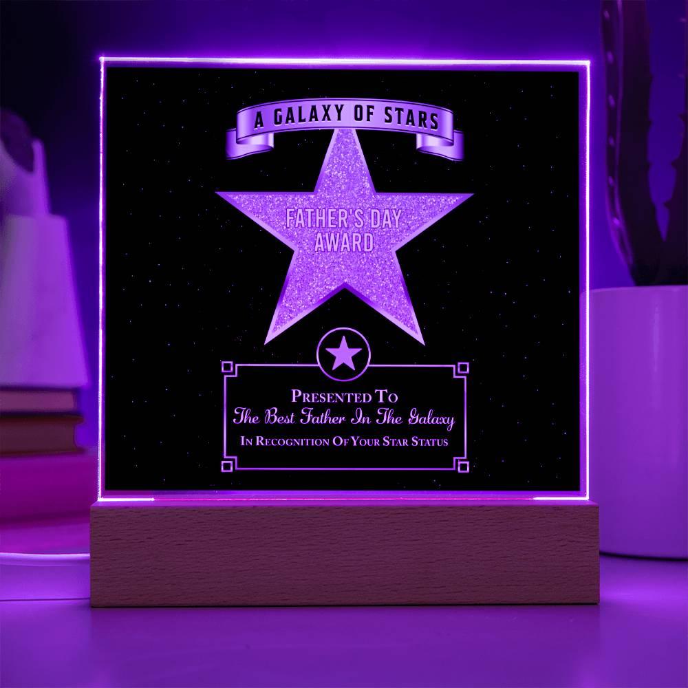 Father's Day Award for Best Father in the Galaxy Acrylic Plaque - Mallard Moon Gift Shop