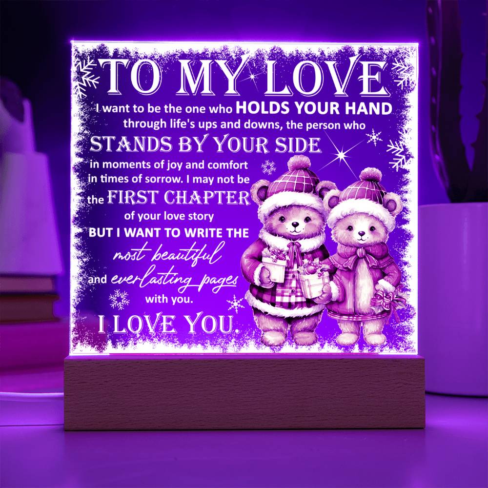 To My Love Acrylic Plaque – Romantic Winter Bears LED Light Gift | Christmas Love Keepsake for Him or Her
