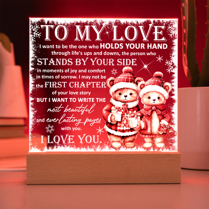 To My Love Acrylic Plaque – Romantic Winter Bears LED Light Gift | Christmas Love Keepsake for Him or Her