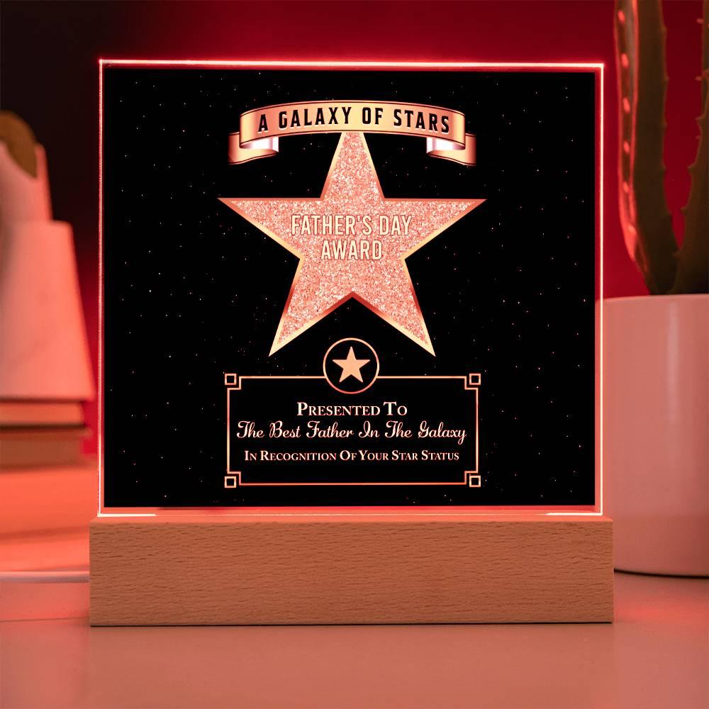 Father's Day Award for Best Father in the Galaxy Acrylic Plaque - Mallard Moon Gift Shop