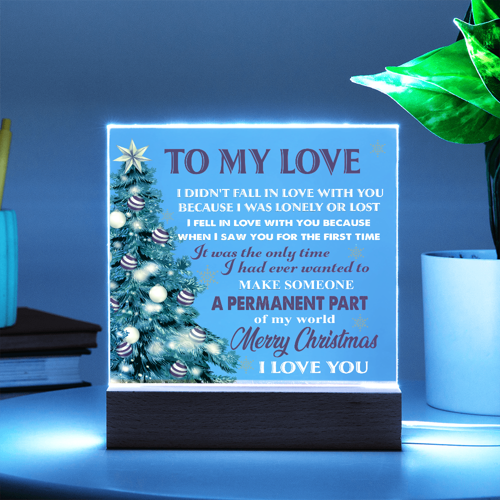 To My Love Acrylic LED Plaque – Romantic Christmas Tree Light Gift | “Permanent Part of My World” Holiday Keepsake