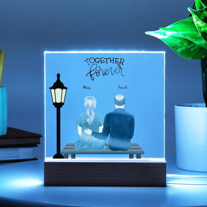 Anniversary, Birthday, Christmas Personalized Couples Romantic Sitting in the Park Acrylic Plaque - Mallard Moon Gift Shop