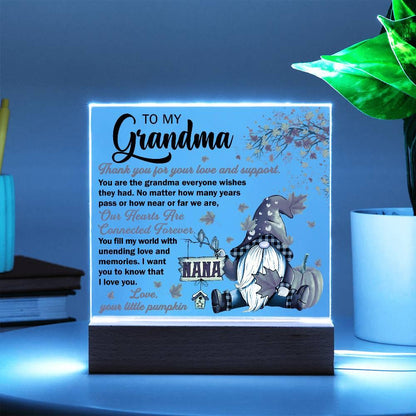 Grandma - Thank You for Your Love And Support Acrylic Square Plaque with LED Wooden Base - Mallard Moon Gift Shop