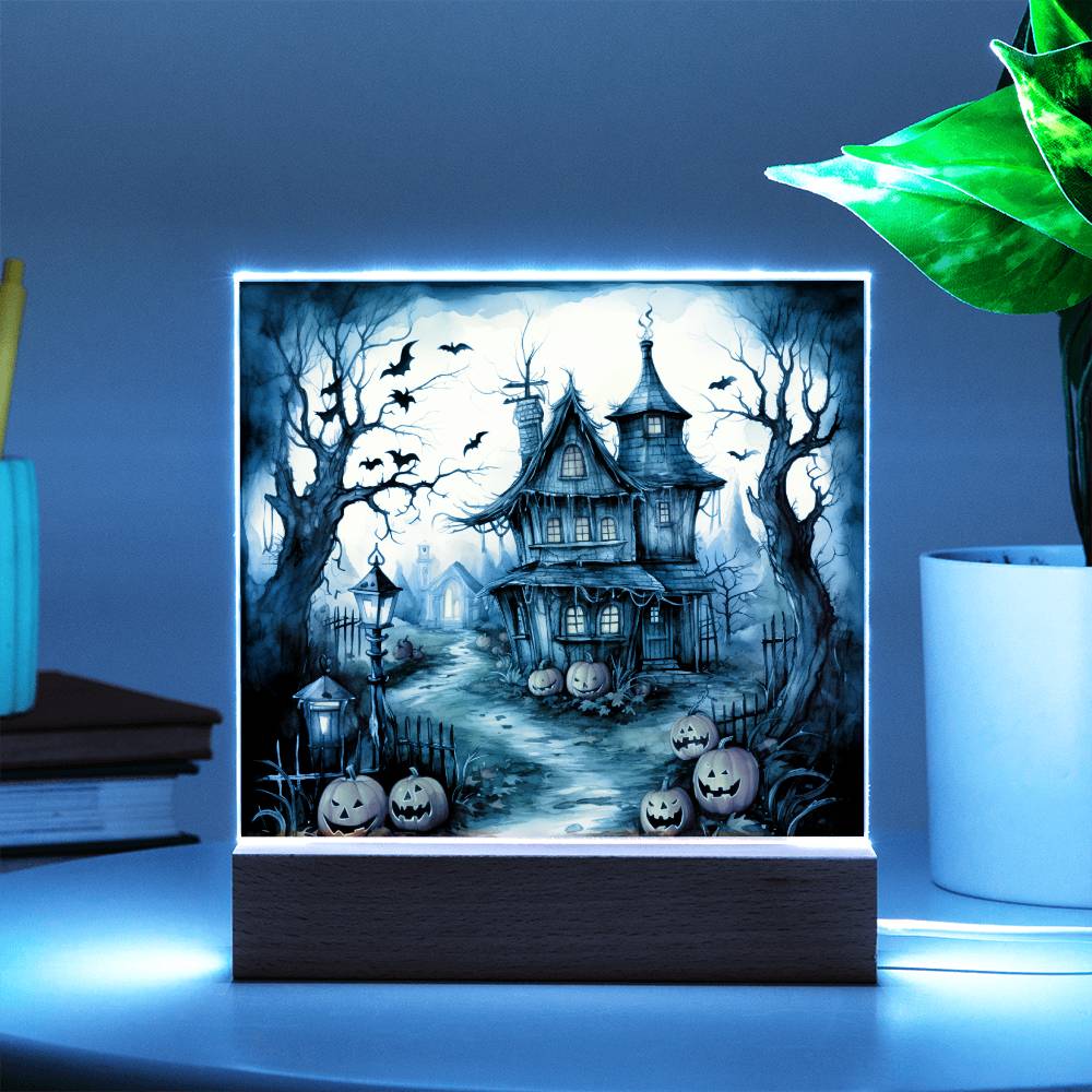 Midnight Manor: Premium Acrylic Halloween Plaque - Mallard Moon Gift Shop