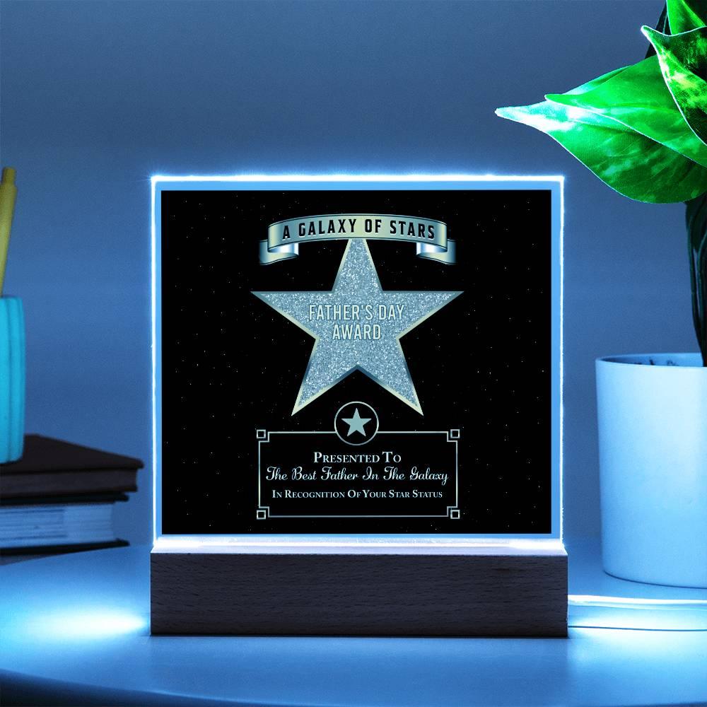 Father's Day Award for Best Father in the Galaxy Acrylic Plaque - Mallard Moon Gift Shop