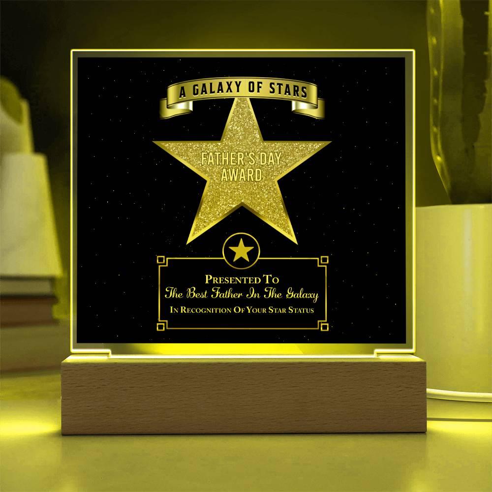 Father's Day Award for Best Father in the Galaxy Acrylic Plaque - Mallard Moon Gift Shop