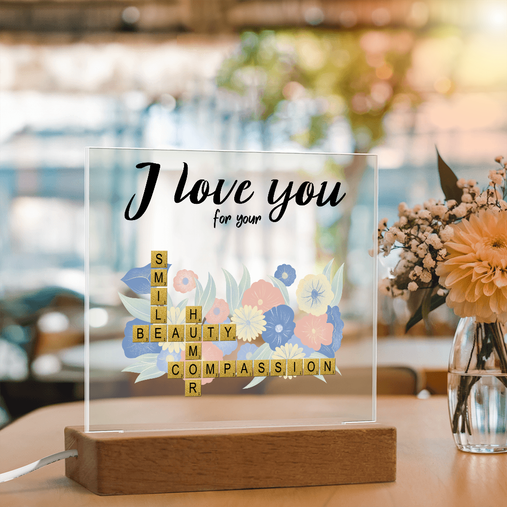 Personalized Crossword Puzzle Acrylic Plaque - Valentine's Day, Anniversary, Birthday Gift for Soulmates - Mallard Moon Gift Shop