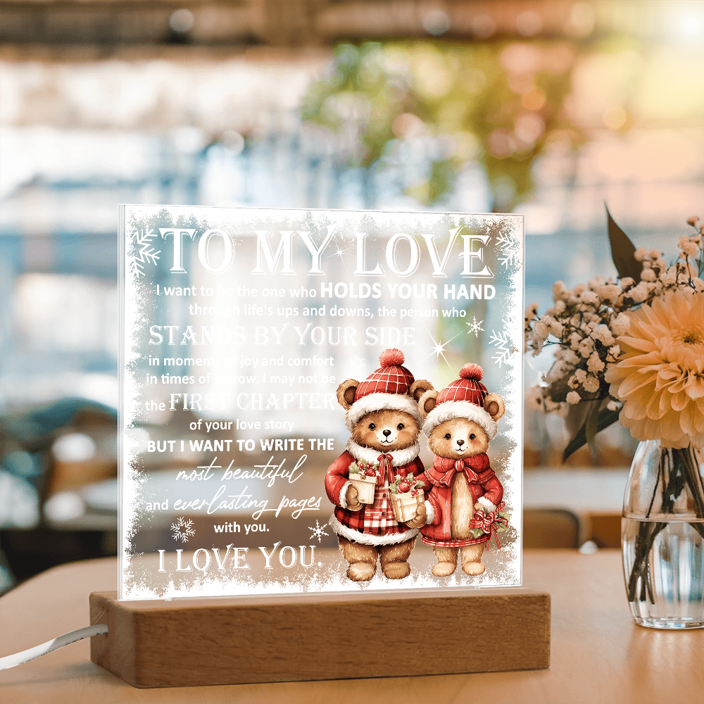 To My Love Acrylic Plaque – Romantic Winter Bears LED Light Gift | Christmas Love Keepsake for Him or Her