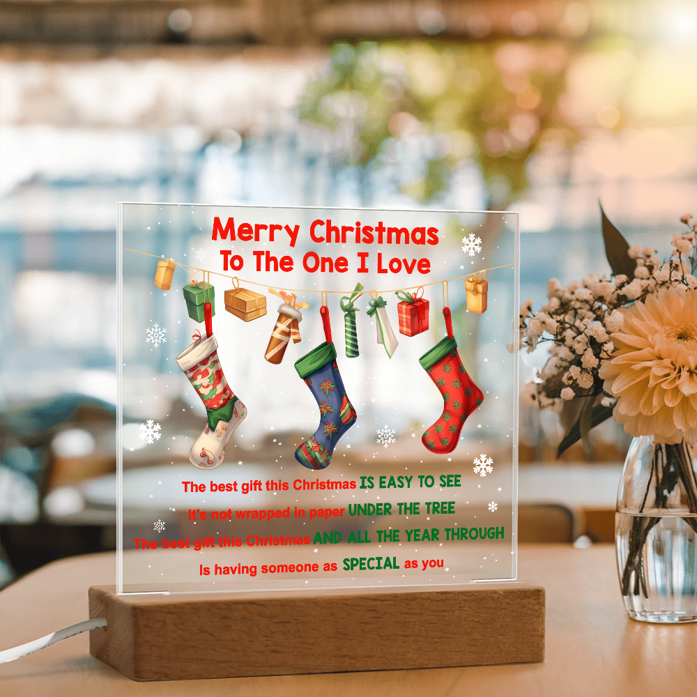 Merry Christmas to the One I Love Acrylic Plaque – Romantic Holiday LED Light Gift | Christmas Stockings Home Décor