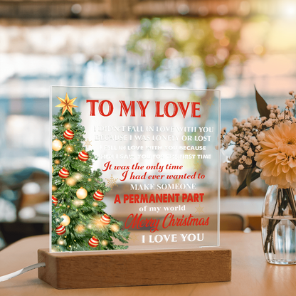 To My Love Acrylic LED Plaque – Romantic Christmas Tree Light Gift | “Permanent Part of My World” Holiday Keepsake