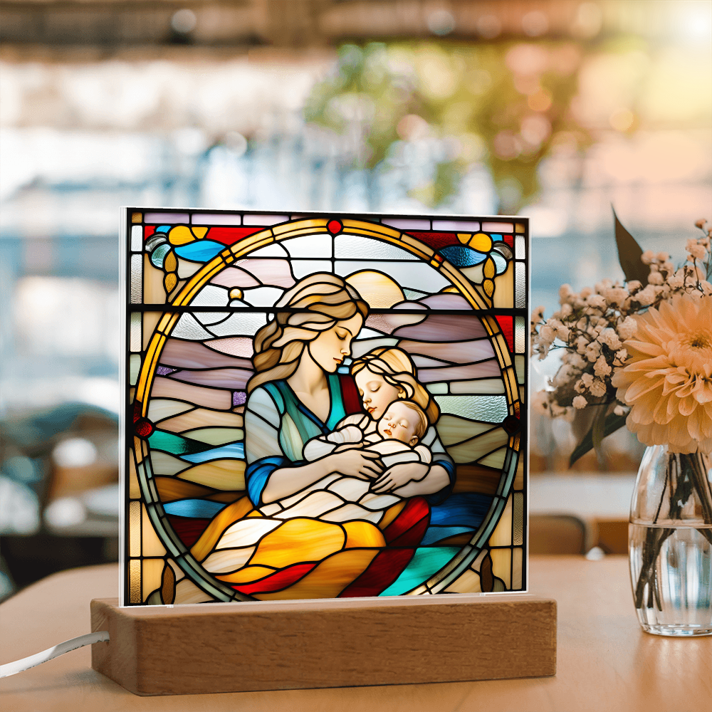 A Mother's Love" LED Acrylic Plaque – A Heartwarming Gift for Mother's Day, Baby Showers, or New Baby Arrival - Mallard Moon Gift Shop