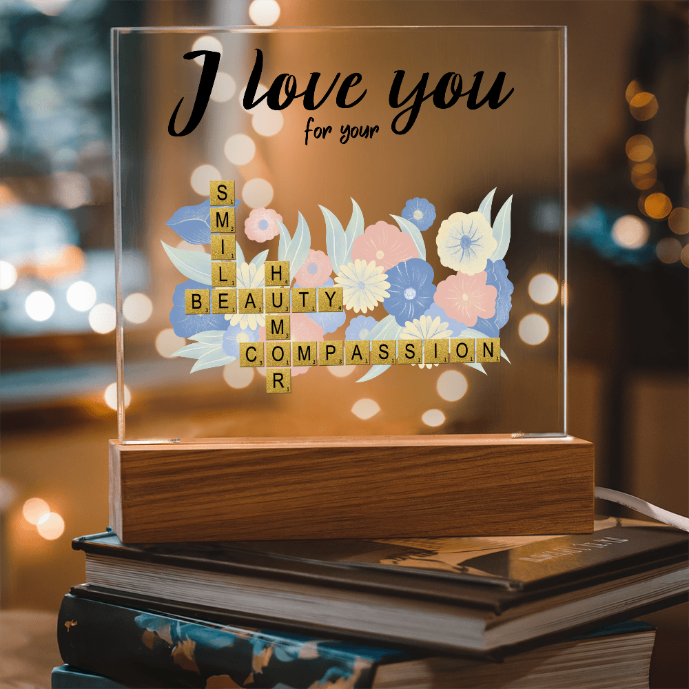 Personalized Crossword Puzzle Acrylic Plaque - Valentine's Day, Anniversary, Birthday Gift for Soulmates - Mallard Moon Gift Shop