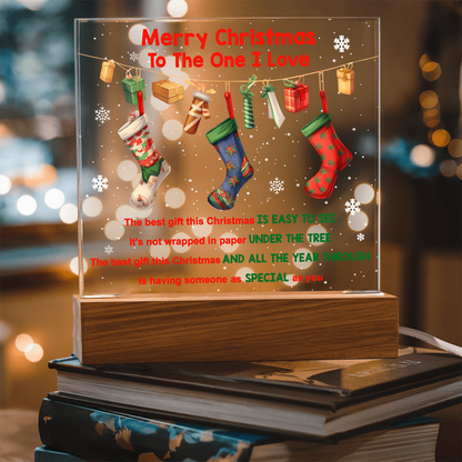 Merry Christmas to the One I Love Acrylic Plaque – Romantic Holiday LED Light Gift | Christmas Stockings Home Décor