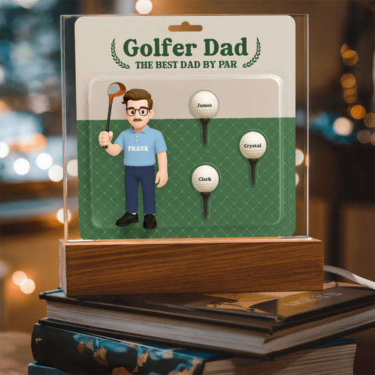 Golfer Dad Personalized Gift Plaque – Custom Golf Balls with Kids' Names – “The Best Dad by Par” Father's Day Gift from Children - Mallard Moon Gift Shop