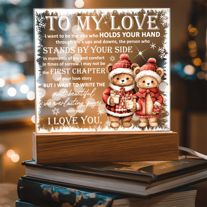 To My Love Acrylic Plaque – Romantic Winter Bears LED Light Gift | Christmas Love Keepsake for Him or Her