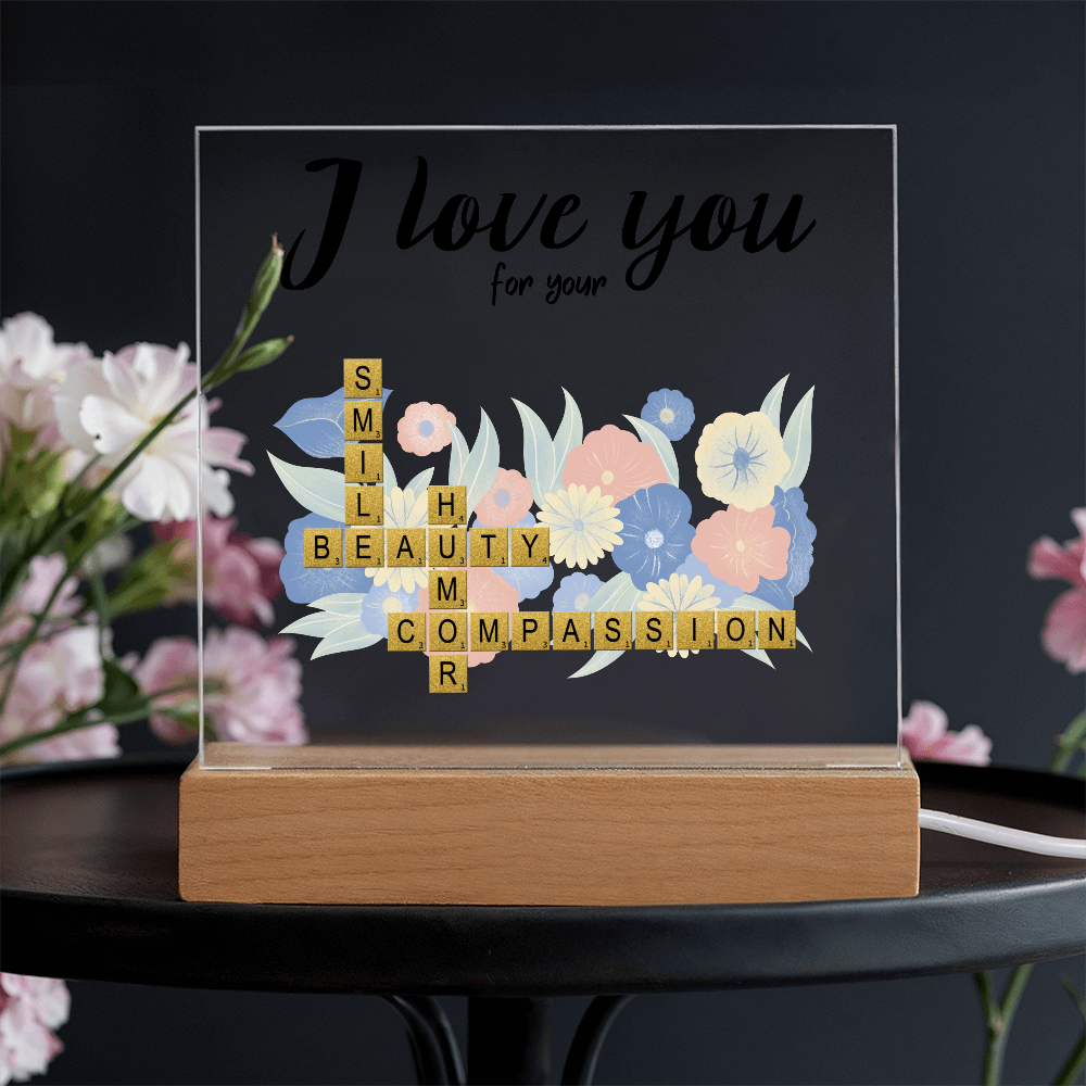 Personalized Crossword Puzzle Acrylic Plaque - Valentine's Day, Anniversary, Birthday Gift for Soulmates - Mallard Moon Gift Shop