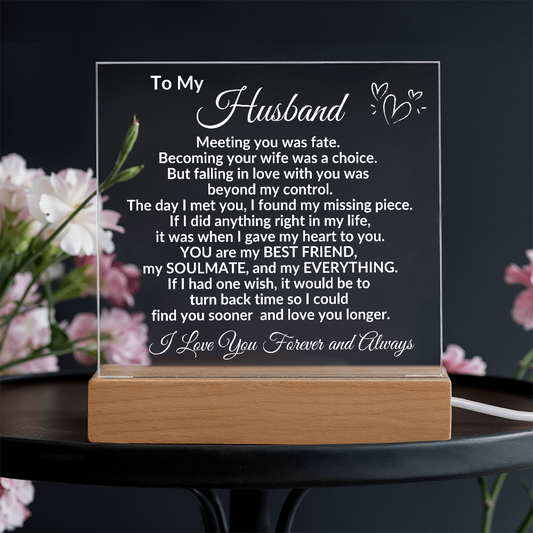 Personalized Acrylic Plaque for Husband – "To My Husband" Romantic Message – Custom Name Gift for Him from Wife – Sentimental Keepsake for Anniversary, Birthday, or Father's Day - Mallard Moon Gift Shop