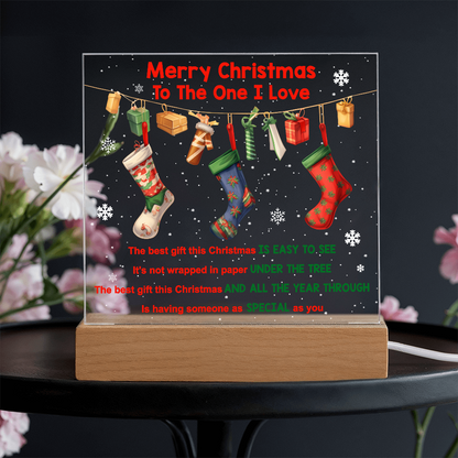 Merry Christmas to the One I Love Acrylic Plaque – Romantic Holiday LED Light Gift | Christmas Stockings Home Décor
