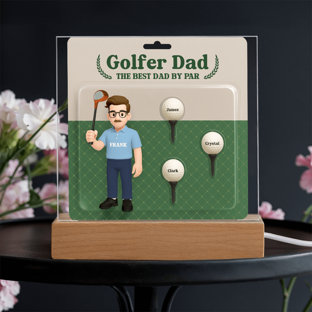 Golfer Dad Personalized Gift Plaque – Custom Golf Balls with Kids' Names – “The Best Dad by Par” Father's Day Gift from Children - Mallard Moon Gift Shop