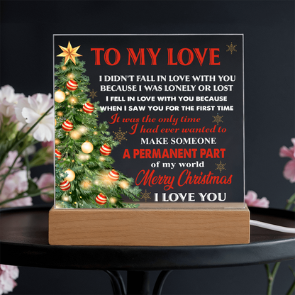 To My Love Acrylic LED Plaque – Romantic Christmas Tree Light Gift | “Permanent Part of My World” Holiday Keepsake