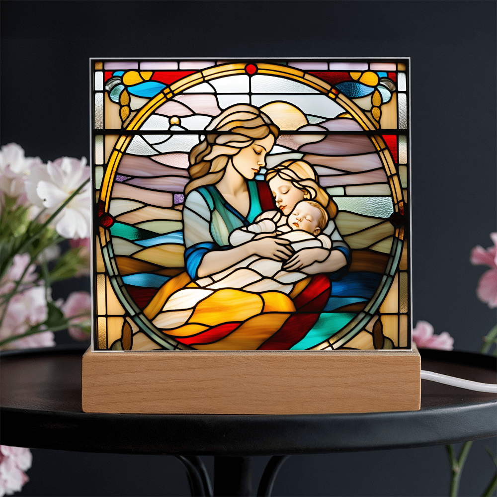 A Mother's Love" LED Acrylic Plaque – A Heartwarming Gift for Mother's Day, Baby Showers, or New Baby Arrival - Mallard Moon Gift Shop