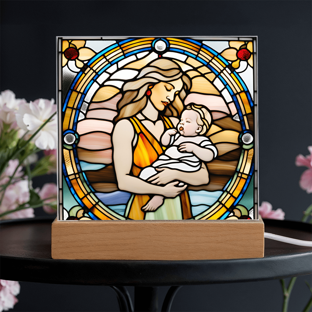Guided by Love Stained Glass-Style LED Acrylic Plaque – A Beautiful Mother's Day or New Mom Baby Shower Gift - Mallard Moon Gift Shop