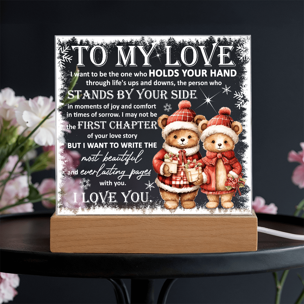 To My Love Acrylic Plaque – Romantic Winter Bears LED Light Gift | Christmas Love Keepsake for Him or Her