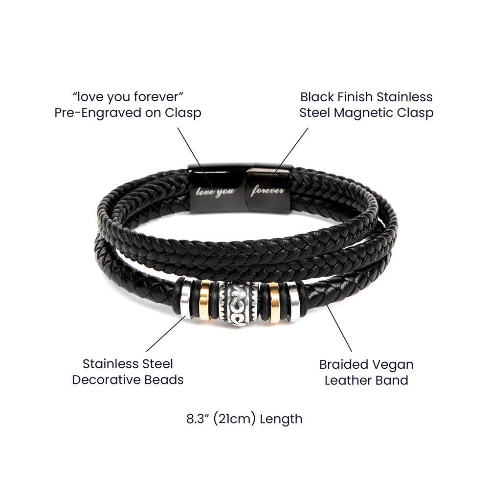 Dad Gift - You Taught Me Right from Wrong - Braided Leather Men's Bracelet - Mallard Moon Gift Shop
