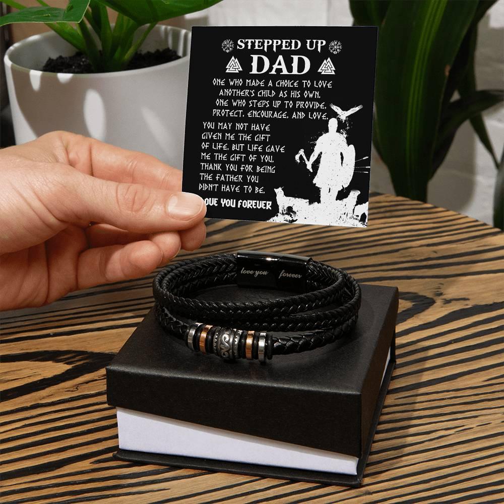 Gift For Stepdad The Father You didn't have to be Men's Leather Bracelet - Mallard Moon Gift Shop
