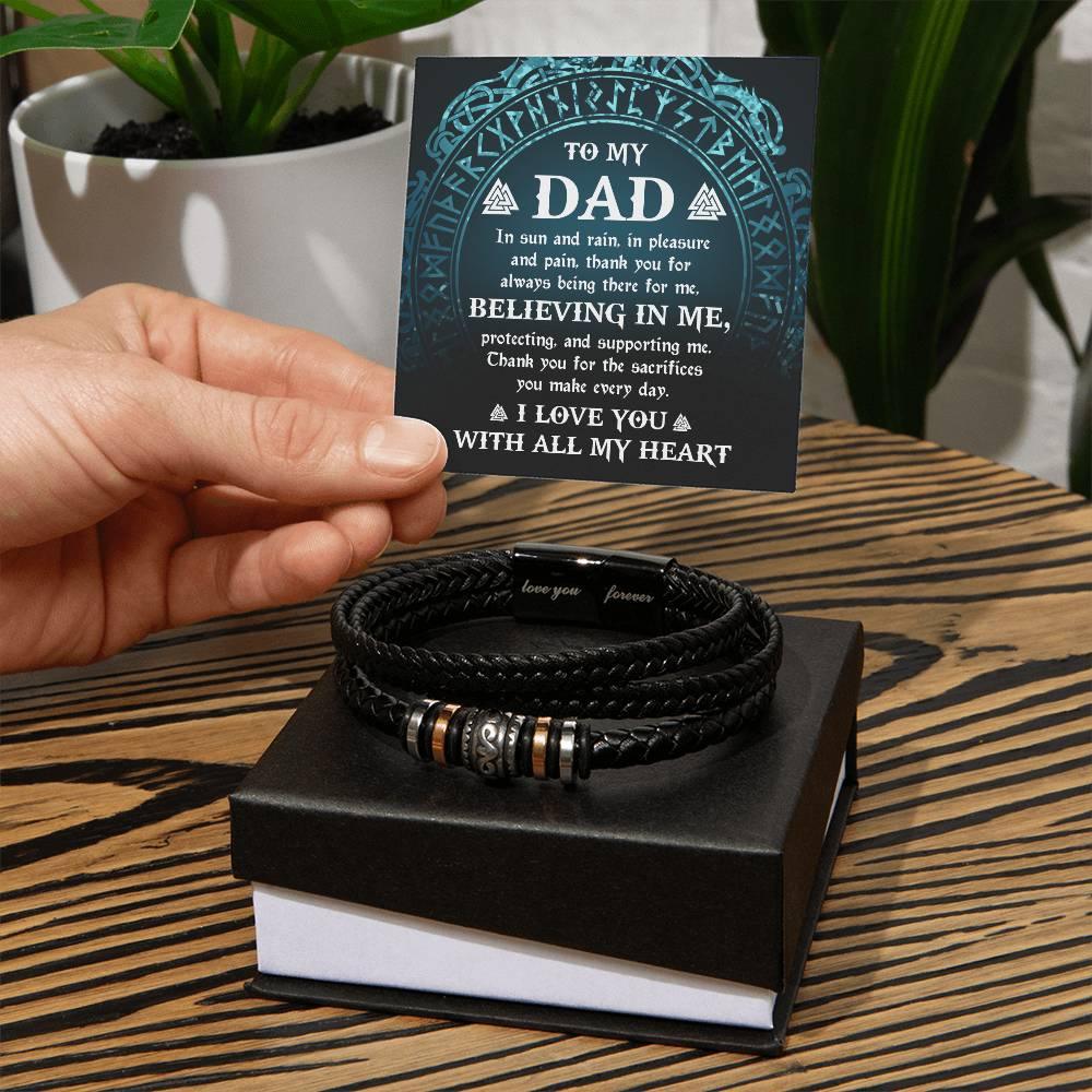 Dad - Pleasure And Pain Leather Braided Men's Bracelet - Mallard Moon Gift Shop