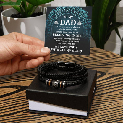 Dad - Pleasure And Pain Leather Braided Men's Bracelet - Mallard Moon Gift Shop