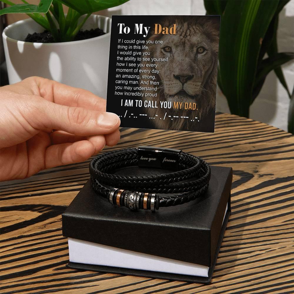 Dad Gift - I am Proud to Call You Dad - Braided Leather Men's Bracelet - Mallard Moon Gift Shop
