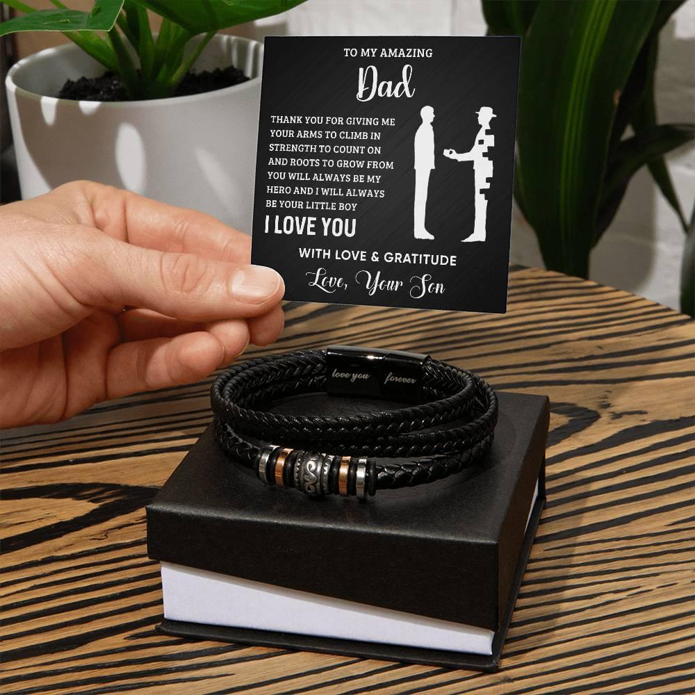 Dad Roots To Grow Leather Braided Men's Bracelet - Mallard Moon Gift Shop