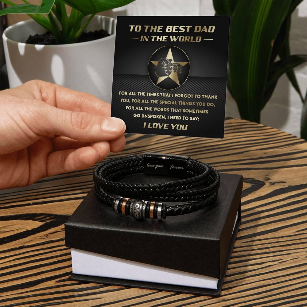 Dad Gift - I Just Need To Say Braided Leather Men's Bracelet - Mallard Moon Gift Shop