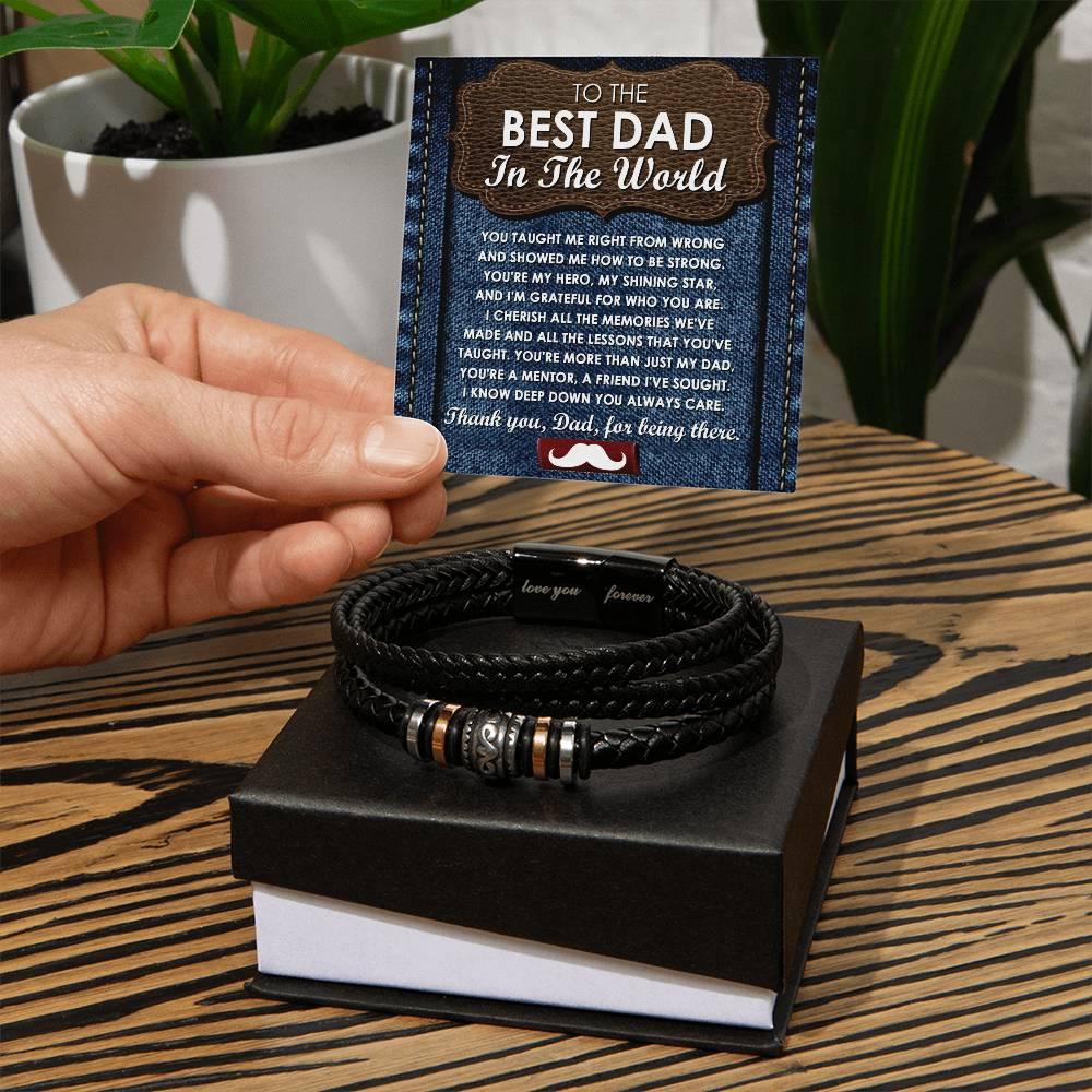 Dad Gift - You Taught Me Right from Wrong - Braided Leather Men's Bracelet - Mallard Moon Gift Shop