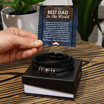 Dad Gift - You Taught Me Right from Wrong - Braided Leather Men's Bracelet - Mallard Moon Gift Shop
